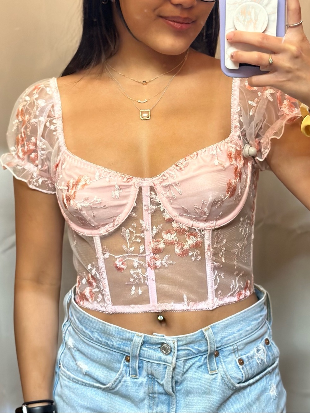 ROMWE Floral Embroidered Top - Picture 5 of 5